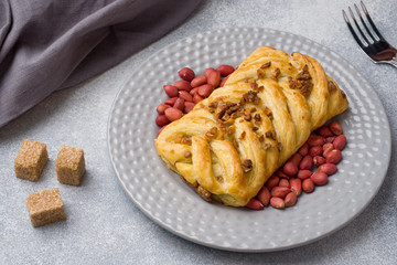 Puff pastry with peanuts and caramel filling for Breakfast.