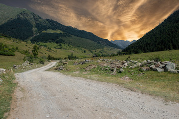 Mountains of aran valley during sunrise, Lleida