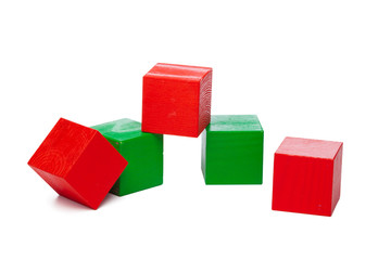 Obraz premium Wooden building blocks isolated on white background