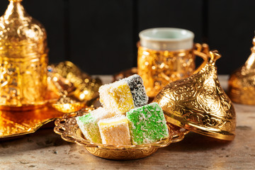 Traditional turkish coffee and turkish delight