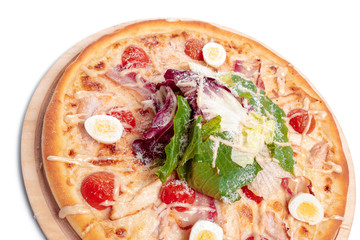 Tasty pizza is isolated on white background