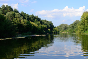 Sunny day on river