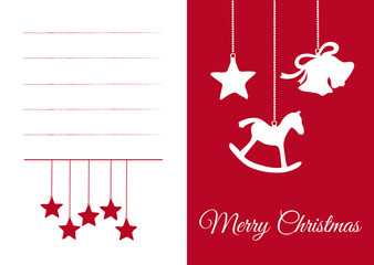 Christmas Card with Seasonal Symbols and Blank Fields