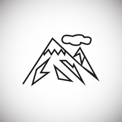 Summer hiking mountains thin line on white background icon