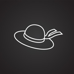 Summer hat thin line on black background icon