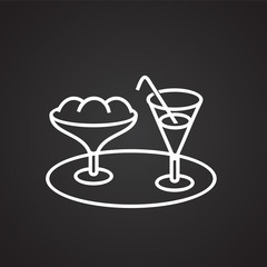 Summer cocktails thin line on black background icon