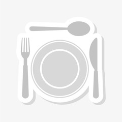 Plate with fork, knife and spoon sticker