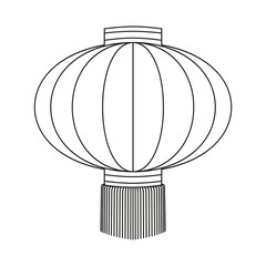 Line art black and white chinese paper lantern