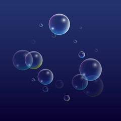 ubble with Hologram Reflection. Set of Realistic Water or Soap Bubbles for Your Design.