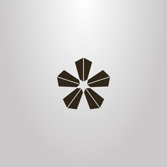 black and white simple vector geometric flower sign of five abstract high-rise buildings