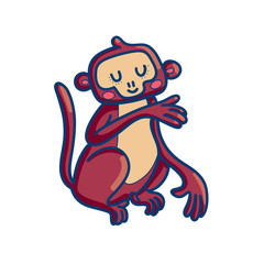  Charming cartoon monkey on white background