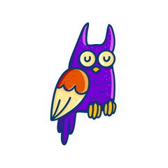 Colorful cartoon owl on white background