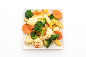stir-fried mix vegetable isolated on white background