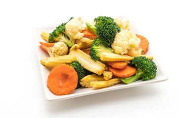 stir-fried mix vegetable isolated on white background