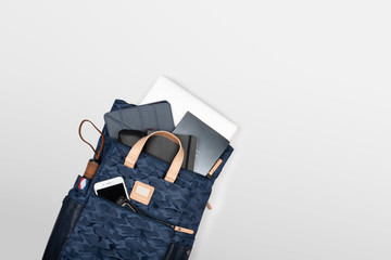 Navy Back Pack Flat Lay