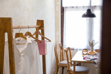 cloths rack in room