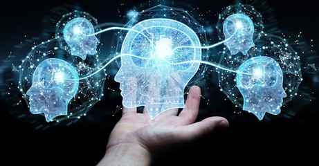 Businessman creating artificial intelligence 3D rendering