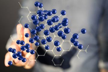 Businessman holding flying network connection