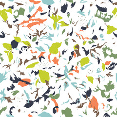 Seamless pattern design with abstract colorful shapes