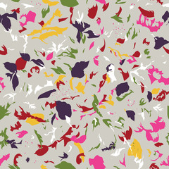 Seamless pattern design with abstract colorful shapes