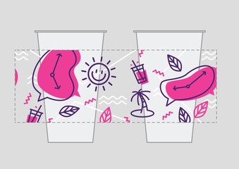 cup drink label packaging sticker vector template