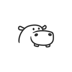 hippo logo line outline mascot character - obrazy, fototapety, plakaty