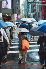 Taipei City, Taiwan - June 26,2018: Street in the heavy rain