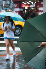 Taipei City, Taiwan - June 26,2018: Street in the heavy rain