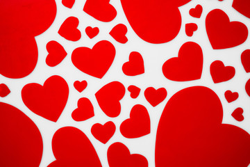 Red hearts on white background romantic concept for love and Val