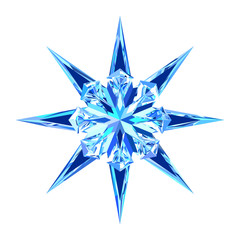 Cute blue ice snowflake, star