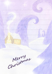 Christmas letter template with watercolor illustrations, А4