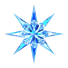 Cute blue ice snowflake, star