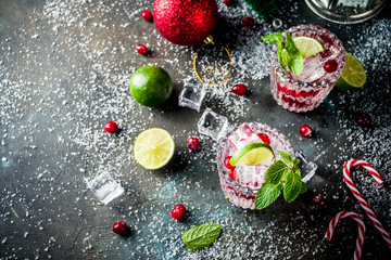 Fototapeta na wymiar Christmas Cranberry cocktail