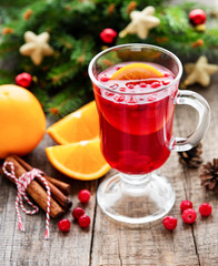 Glass of hot mulled wine