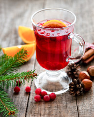 Glass of hot mulled wine