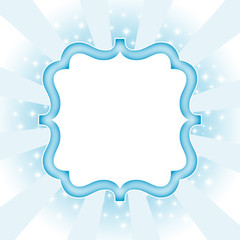 Blue and white sunburst with frame for your message background