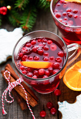 Glasses of hot mulled wine