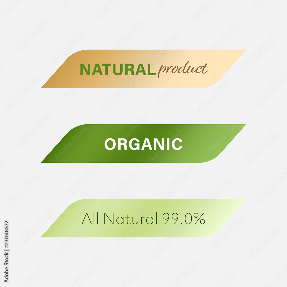 Wall mural natural label and organic label green. modern banner and badges design.