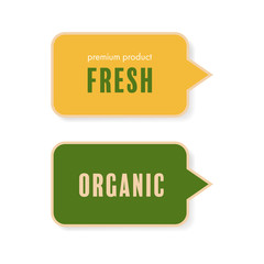 natural label and organic banner sticker green color.