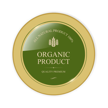 Natural organic banner green label frame. glossy badges design.
