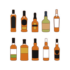 Illustration of alcoholic beverage bottles