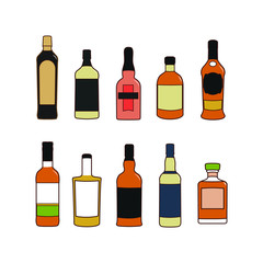 Illustration of alcoholic beverage bottles