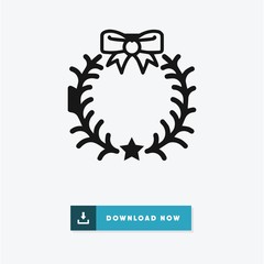 Obraz premium Christmas wreath vector icon