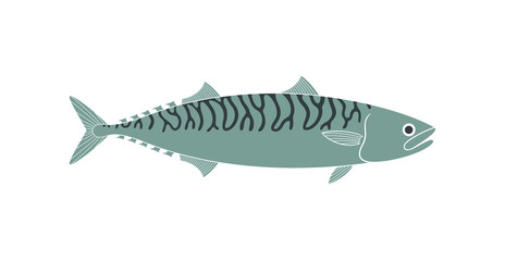 Mackerel logo. Isolated mackerel on white background