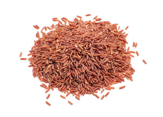 Wild red rice pile isolated on white background