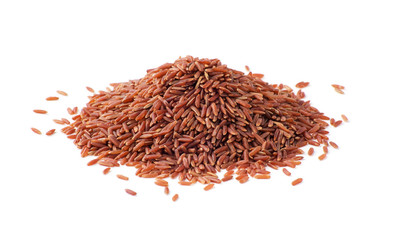 Wild red rice pile isolated on white background