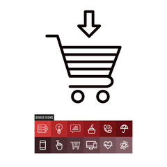 Shopping cart cyber monday vector icon