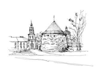 Sketch of old round tower