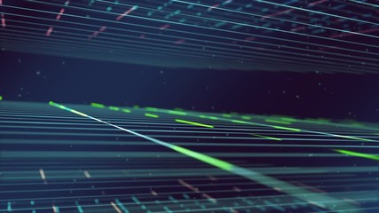 Abstract network connection background animation with moving technology shapes as texture.