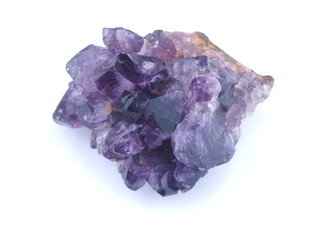 amethyst crystals on white background